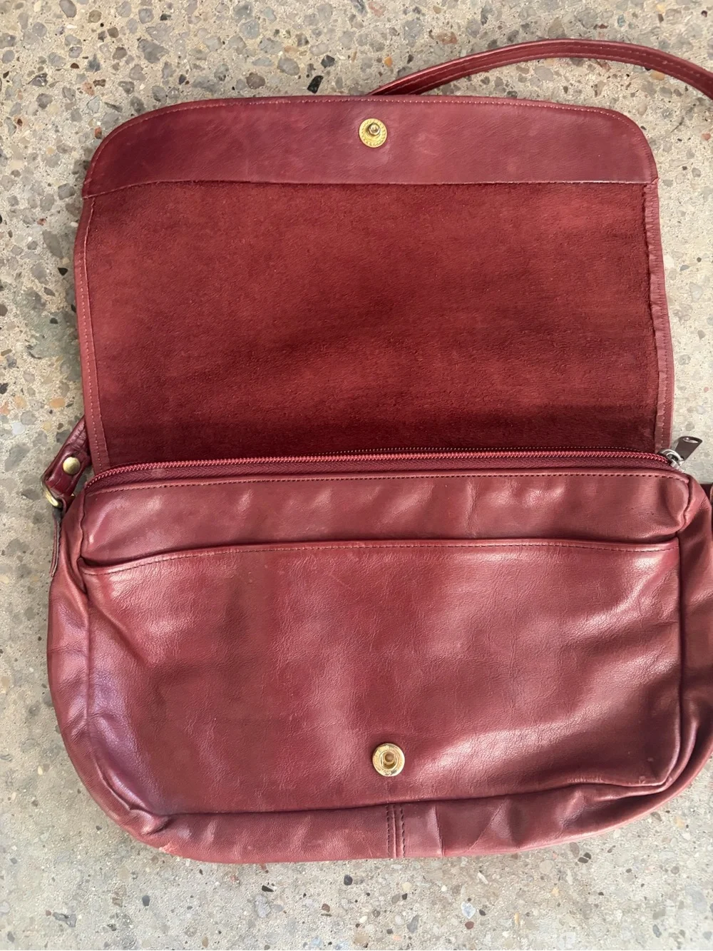 Vintage Maroon Leather Crossbody Bag